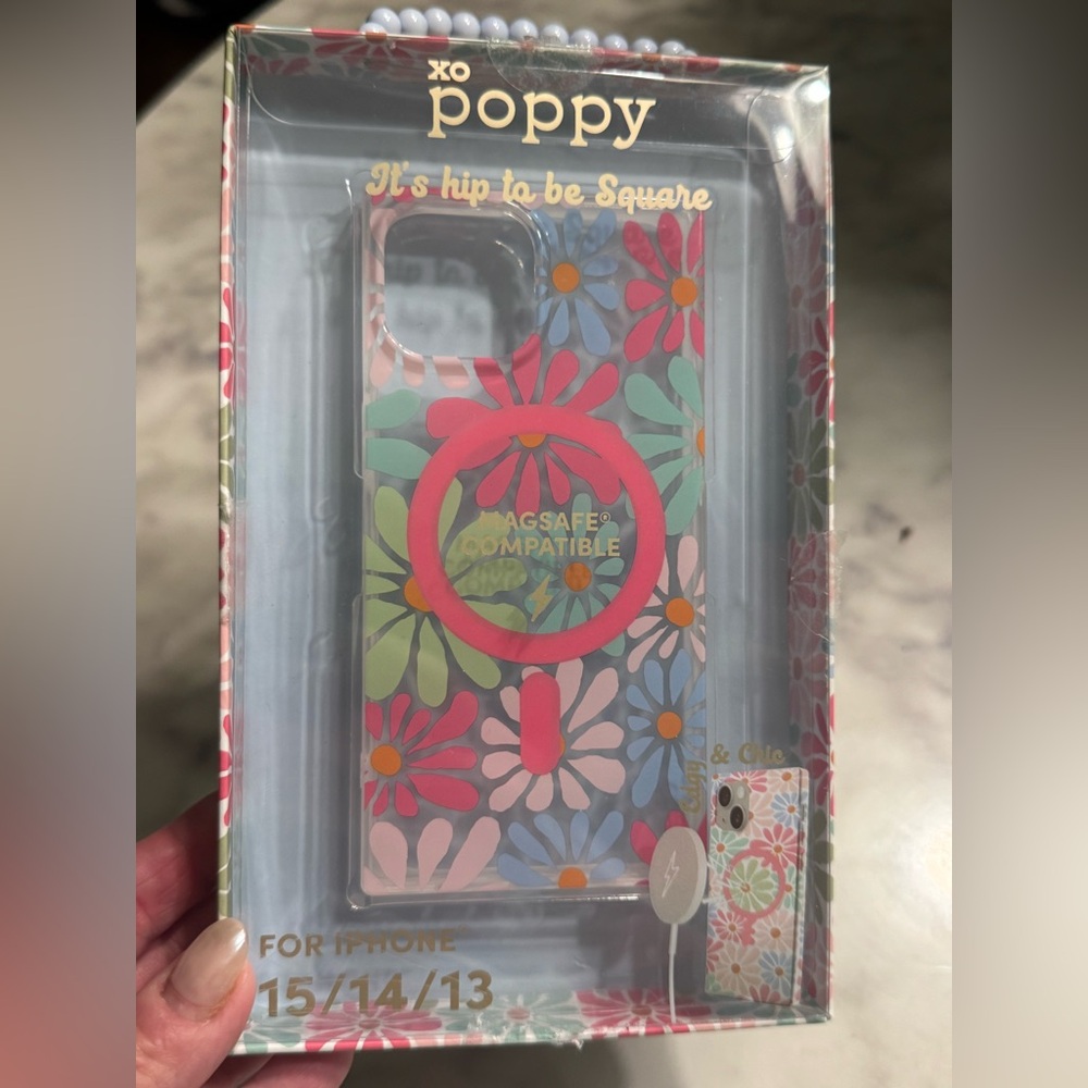 XoPoppy square Floral MagSafe Compatible iPhone Case